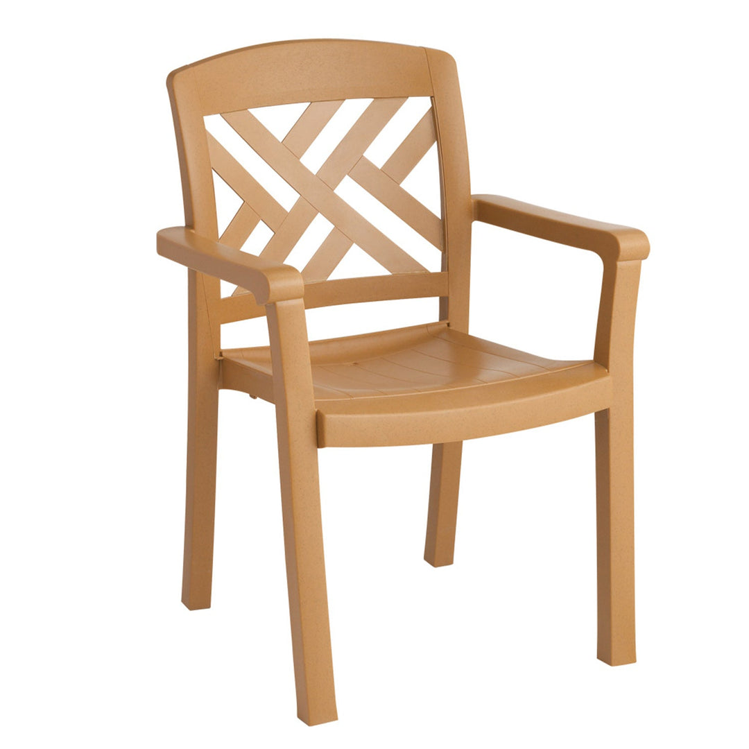 Grosfillex 45451408 Outdoor Teakwood Stacking Chair Grosfillex