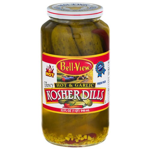 Bell-View Hot & Garlic Kosher Dills 1 Quart Bell-View
