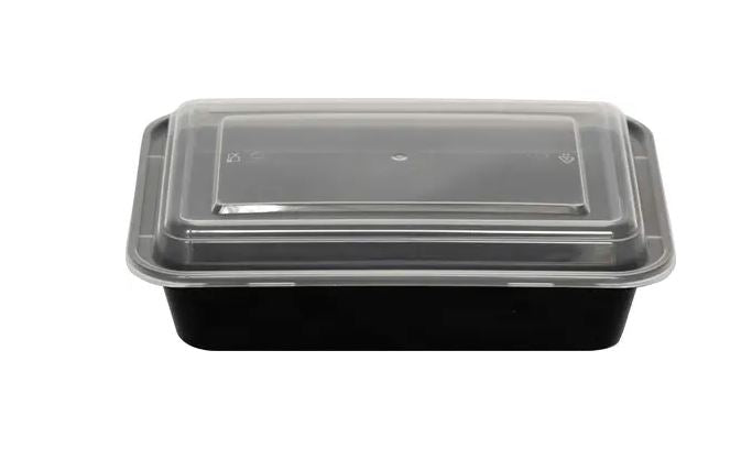 ITI TG-PP-38 Black with Clear Top Rectangular Plastic Container, 150/Case International Tableware