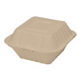 Inno-Pak 6" x 6" Natural Bagasse Hinged Container