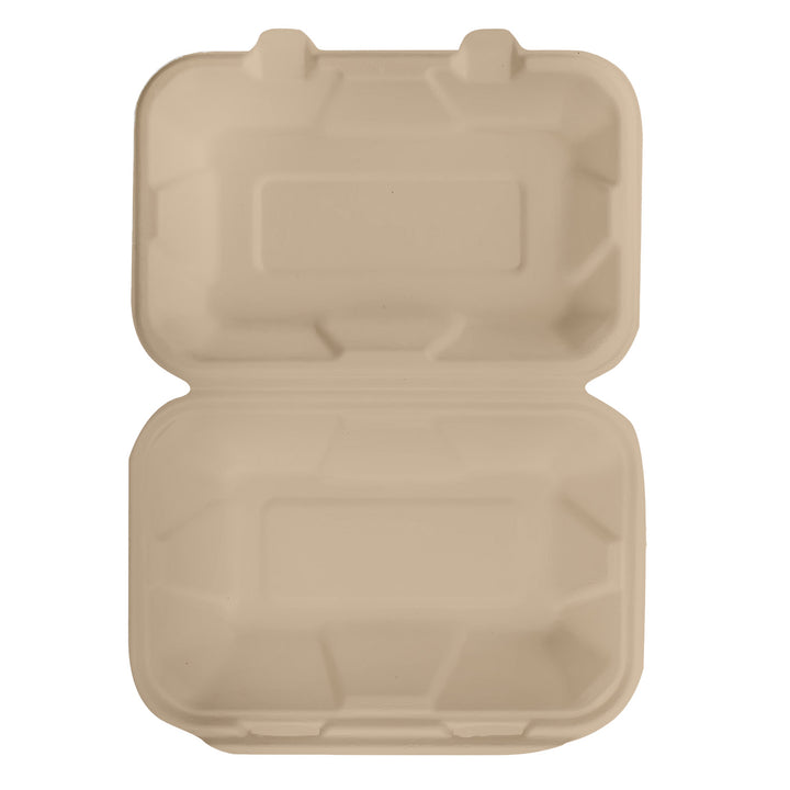 Inno Pak 9" x 6" Natural Bagasse Hinged Container