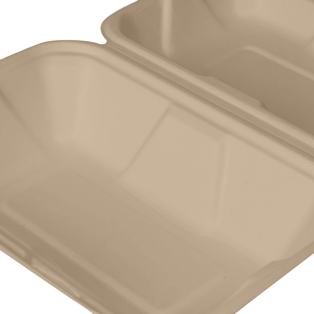 Inno Pak 9" x 6" Natural Bagasse Hinged Container