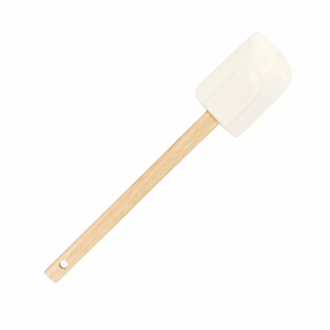 Kitchen Supply 2320 Medium White Spatula with Bamboo Handle 11.75" Kitchen Supply