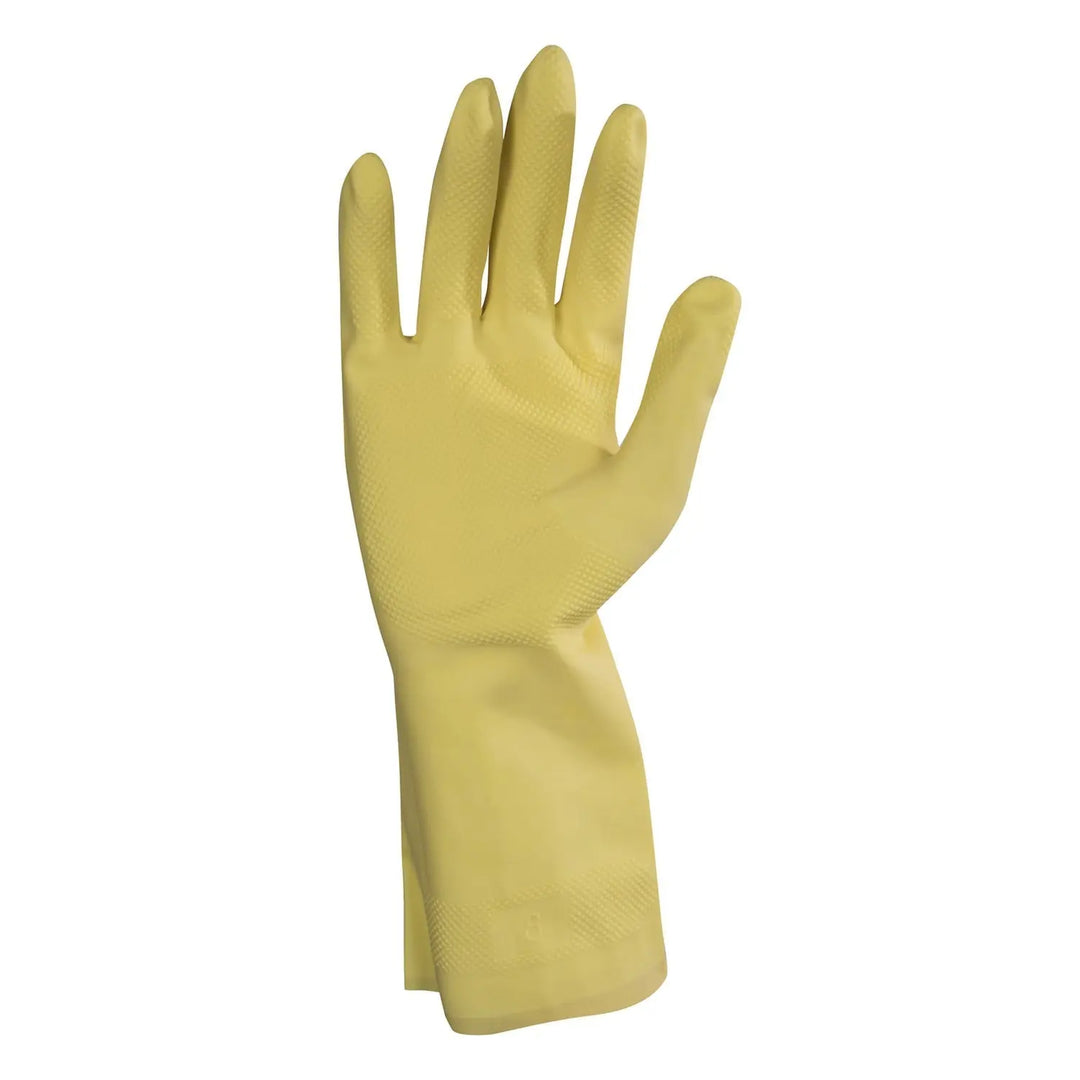 Food Handler 1005-02 Medium Latex Yellow Flock Lined Gloves Food Handler