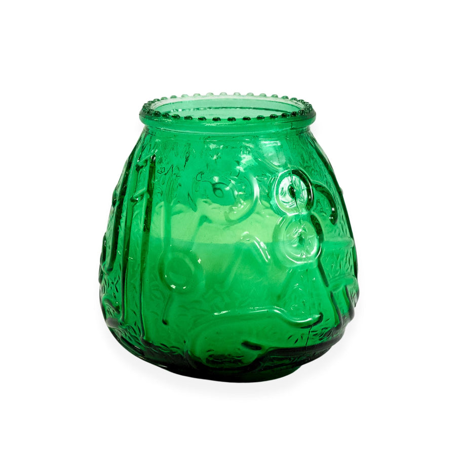 LeoLight 432GR 45 Hour Green Glass Venetian Lowboys Wax CandleShopAtDean