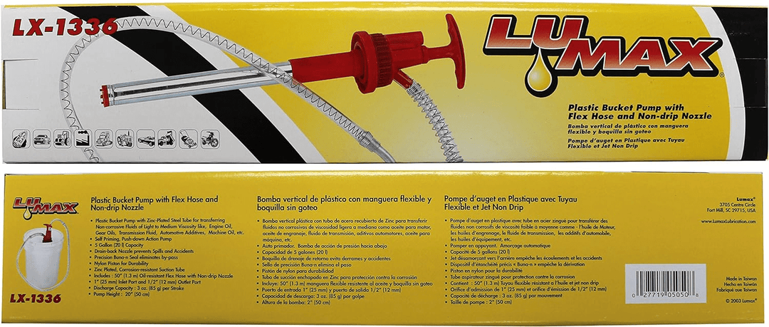 Lumax LX - 1336 Red Plastic Bucket Pump with Flex Hose and Non - Drip NozzleShopAtDean