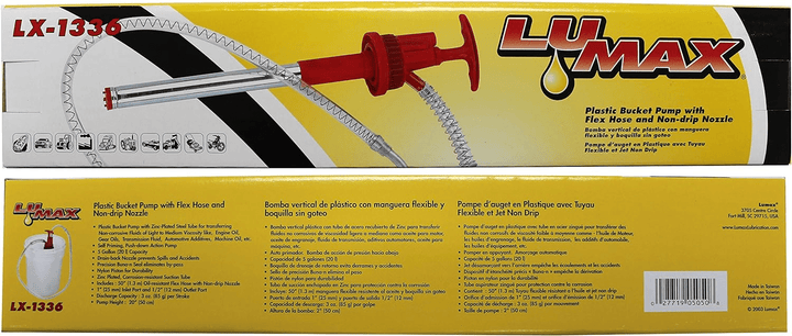 Lumax LX - 1336 Red Plastic Bucket Pump with Flex Hose and Non - Drip NozzleShopAtDean