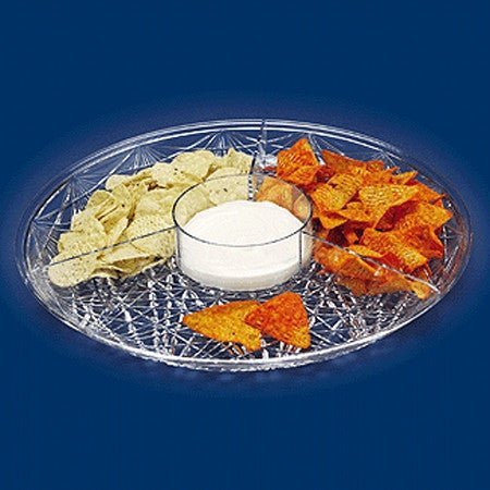 Maryland Plastics Crystal Cut 15" Round Tray with Section