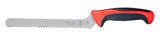 Mercer M22418GR 8" Milennia Red Handle Offset Wavy Edge Bread Knife