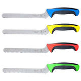 Mercer M22418GR 8" Milennia Red Handle Offset Wavy Edge Bread Knife