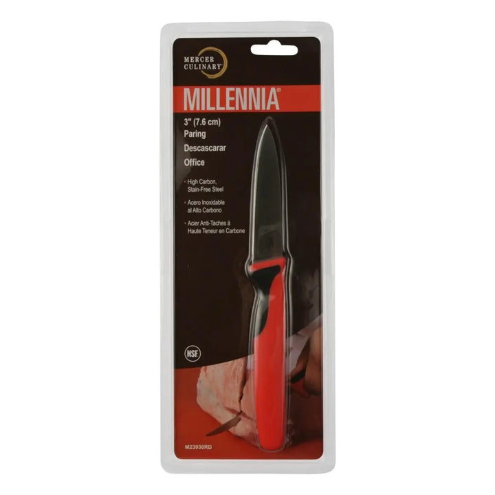 Mercer M23930RD 3" Millennia Red Handle Paring Knife Mercer