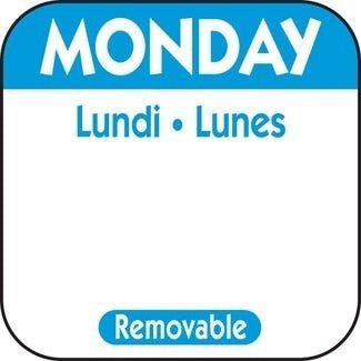 Monday 1" Square Removable Label - Blue