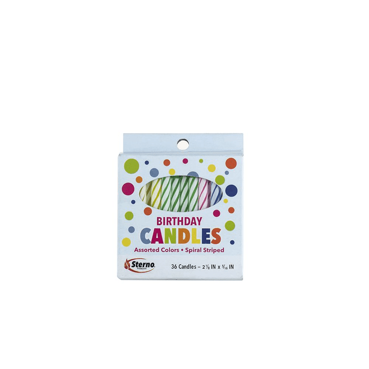 Multi - Colored Spiral Striped Birthday Candles Pack of 36ShopAtDean