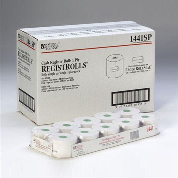 National Checking 1441SP 44mm X 165' 1-Ply Register Roll National Checking