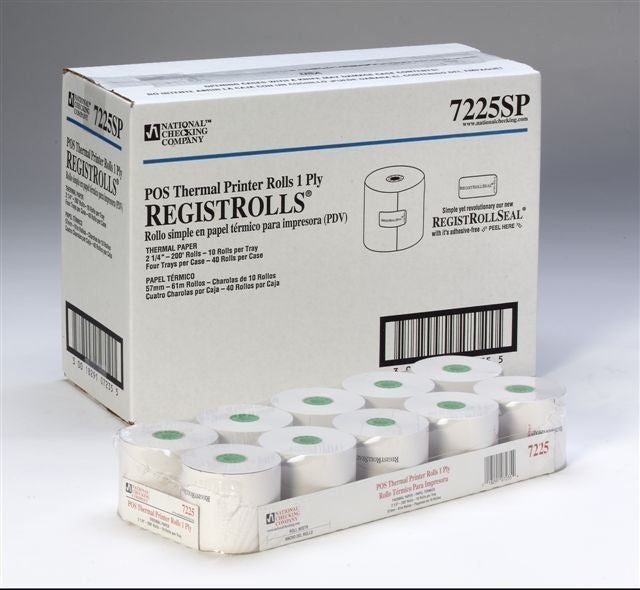 National Checking 7225SP 2.25" X 200' 1-Ply Thermal Register Rolls National Checking