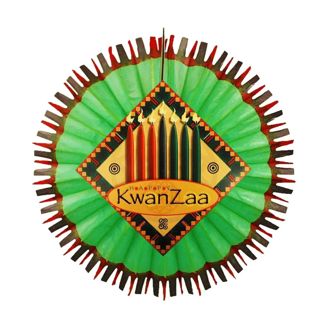 Paper Fantasies 91713 27" Happy Kwanzaa Green Tissue Fan Paper Fantasies