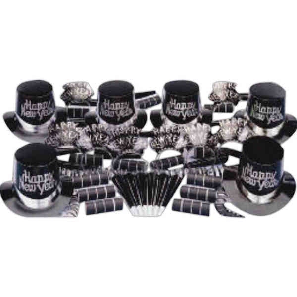 Party Time 356-25 (Black/Silver) Stardust New Year's Eve Party Kit For 25