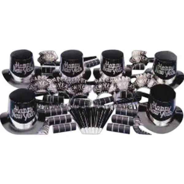 Party Time 356-25 (Black/Silver) Stardust New Year's Eve Party Kit For 25 Party Time