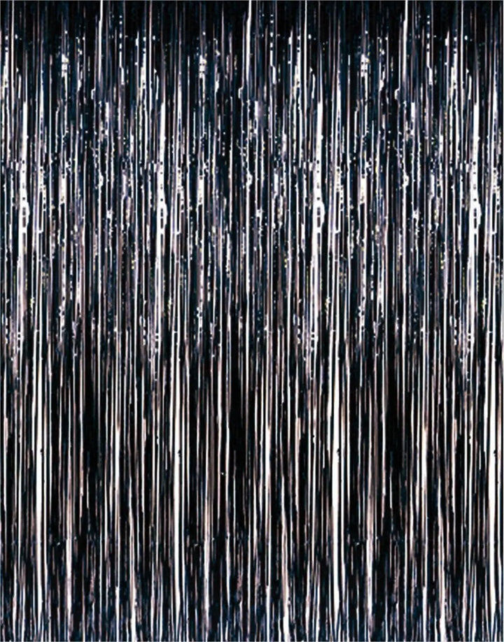 Beistle 55410-BK-BK 3' x 8' Black Metallic Curtain Beistle