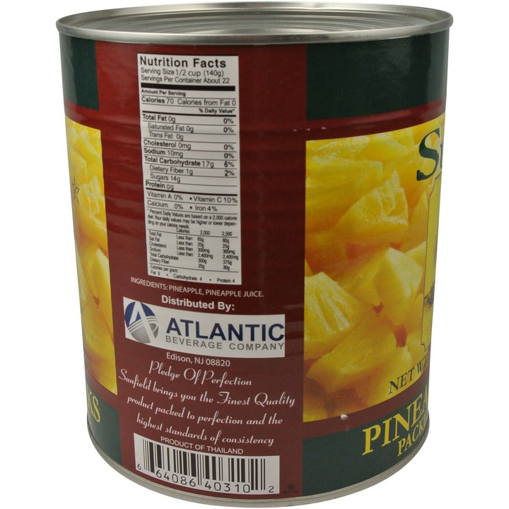 Sunfield 4031 Pineapple Chunk in Natural Juice 106 oz (#10 Can) Castella Imports
