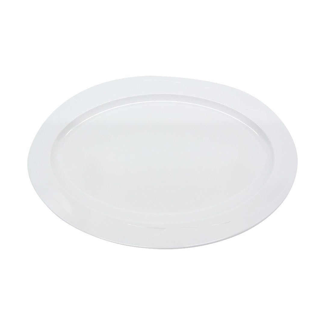 Prolon 9427-WT White Embossed Wide Rim Platter 13"