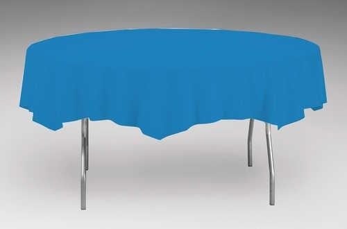 Round Blue 82" Plastic Table Covers