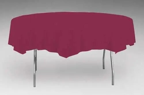 Creative Converting Round Burgundy 82" Plastic Table Covers Creative Converting