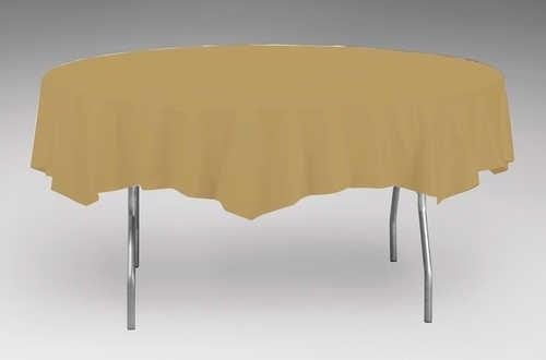 Round Gold 82" Plastic Table Covers