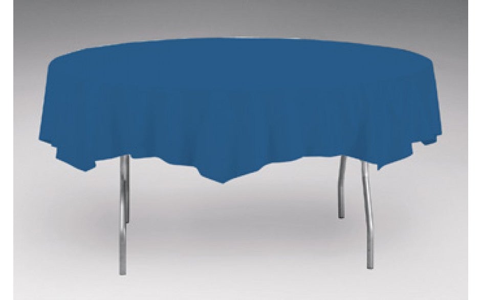 Round Navy Blue 82" Plastic Table Covers