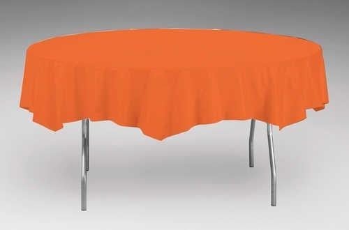 Round Sunkissed Orange 82" Plastic Table Covers