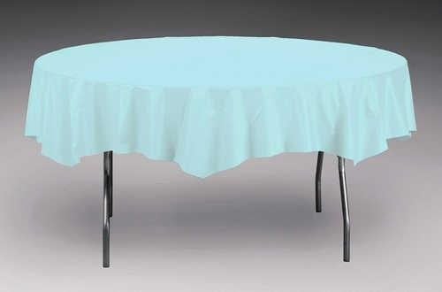 Round Pastel Blue 82" Plastic Table Covers