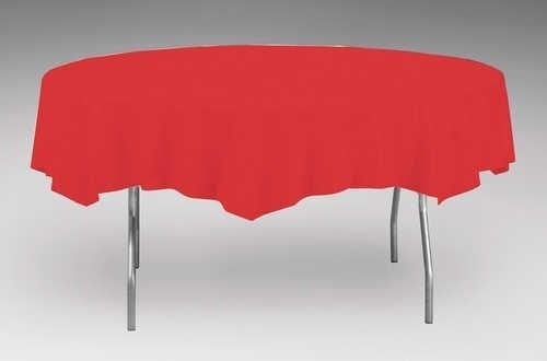 Round Red 82" Plastic Table Covers