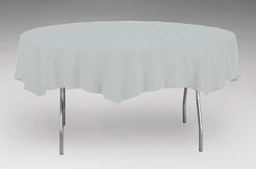Round Silver 82" Plastic Table Covers