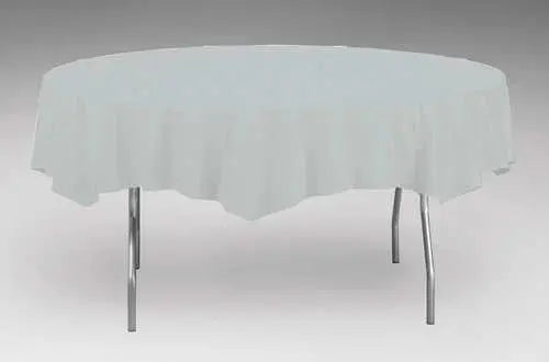 Creative Converting Round Silver 82" Plastic Table Covers Creative Converting