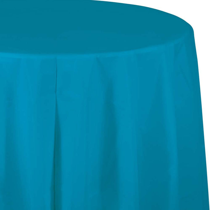 Creative Converting Round Turquoise 82" Plastic Table Covers Creative Converting