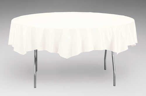Creative Converting Round White 82" Plastic Table Covers