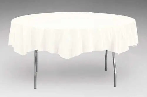 Creative Converting Round White 82" Plastic Table Covers Creative Converting