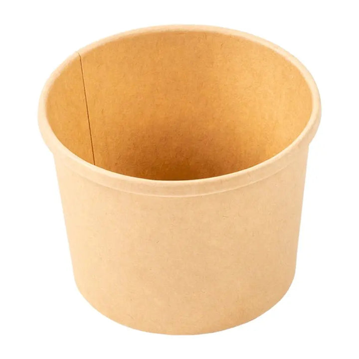 AmerCareRoyal PFC8NCOM 8 Oz Kraft Paper Food Container with Lid AmerCareRoyal