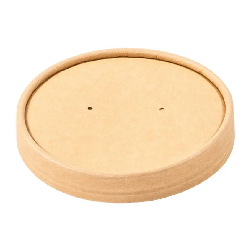 AmerCareRoyal PFC8NCOM 8 Oz Kraft Paper Food Container with Lid AmerCareRoyal