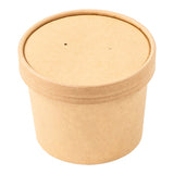 AmerCareRoyal PFC12NCOM 12 Oz Kraft Paper Food Container with Lid