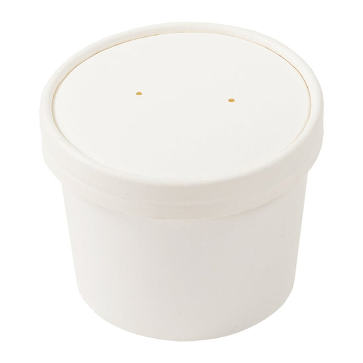 AmerCareRoyal PFC12WCOM 12 oz White Paper Food Container with Lid AmerCareRoyal