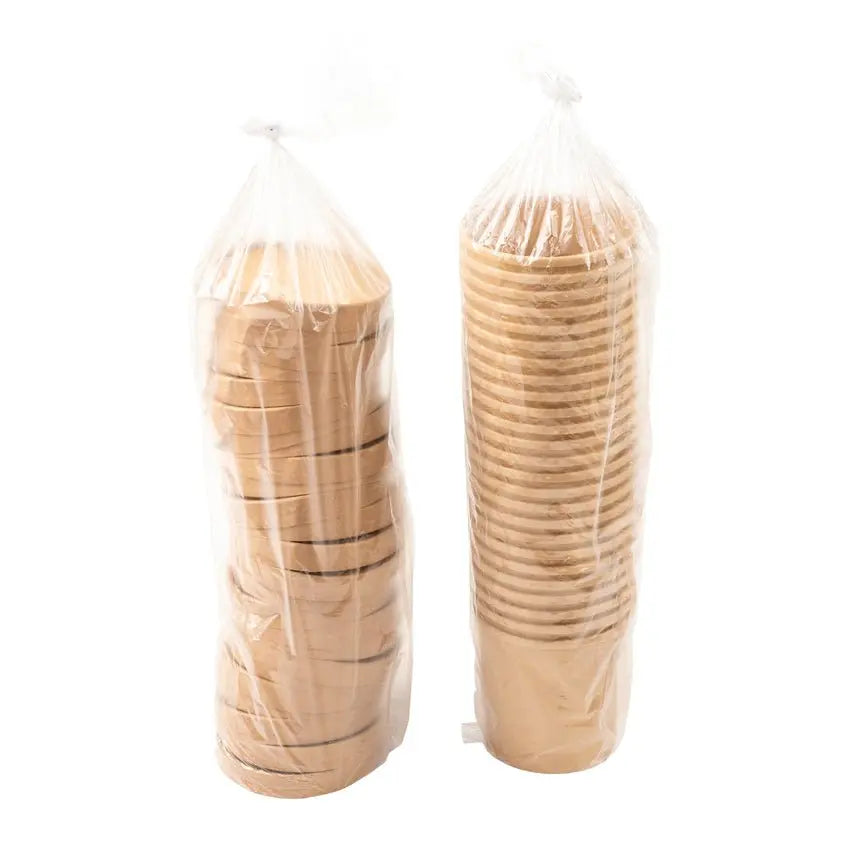 AmerCareRoyal PFC16NCOM 16 Oz Kraft Paper Food Container with Lid AmerCareRoyal