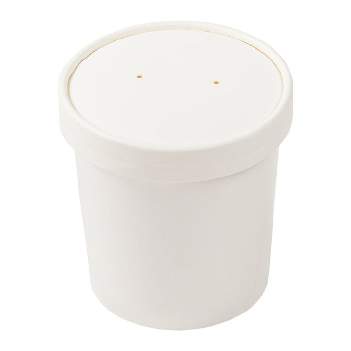 AmerCareRoyal PFC16WCOM 16 oz White Paper Food Container with Lid AmerCareRoyal