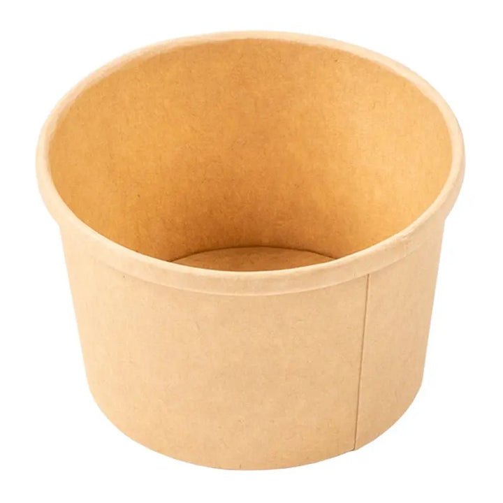 AmerCareRoyal PFC8NCOM 8 Oz Kraft Paper Food Container with Lid AmerCareRoyal