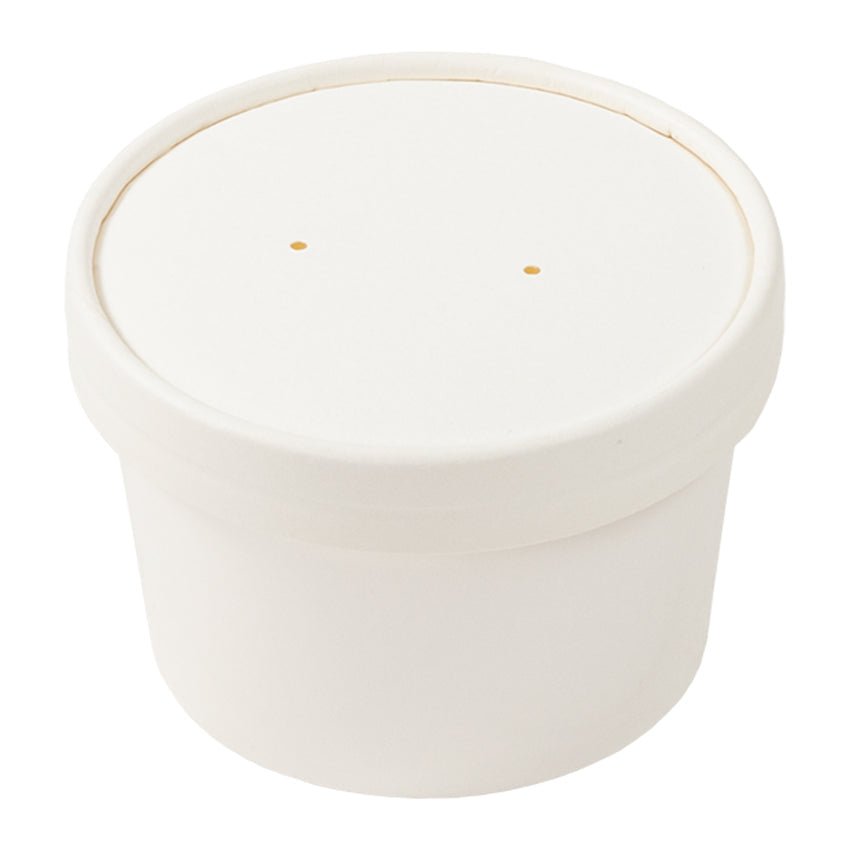 AmerCareRoyal PFC8WCOM 8 Oz White Paper Food Container with Lid AmerCareRoyal