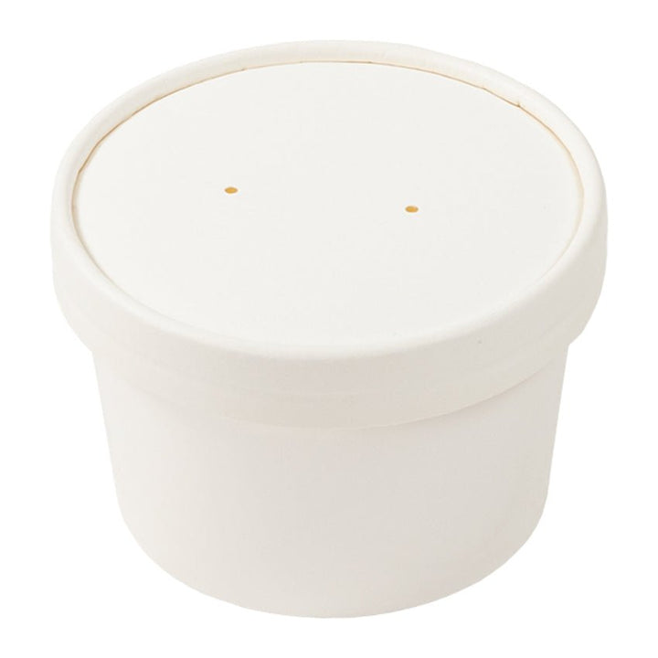 AmerCareRoyal PFC8WCOM 8 Oz White Paper Food Container with Lid AmerCareRoyal