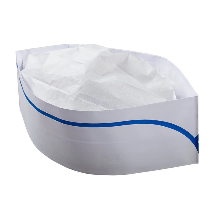 AmerCareRoyal RCC2 Classy Paper Chef Cap W/ Blue Stripe AmerCareRoyal