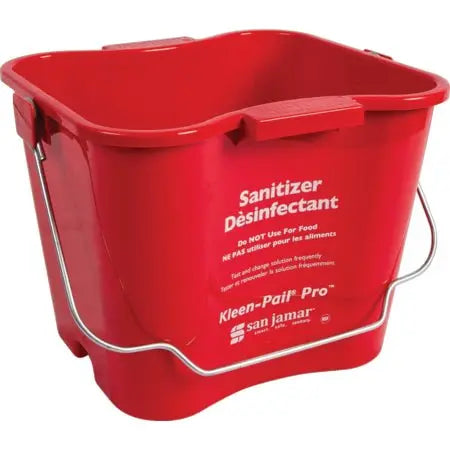 San Jamar KPP196RD 6 Quart Red Kleen-Pail Pro Sanitizer Pail