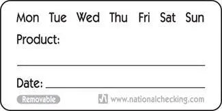National Checking RP12R 1"X 2" Removable Shelf-Life Label 500/Roll National Checking