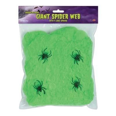 Slime Green Web With 4 Spiders